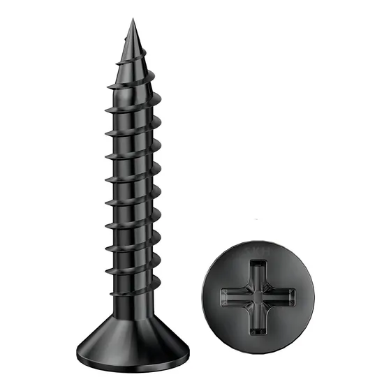 Tornillo Autoperforante T2 Punta Aguja 6x1 (3,5 x 25mm) Cabeza Trompeta Drywall Paso Fino Para Fijar Placas de Durlock Skyhard Bolsa Por 100 Unidades
