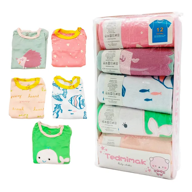 Set X5 Remeras Bebé Manga Corta Body Camiseta Algodón El Rey