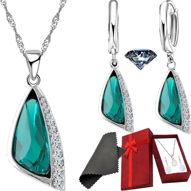Set Plata 925 Corazón Collar Aros Aritos Mujer Joya Amor 