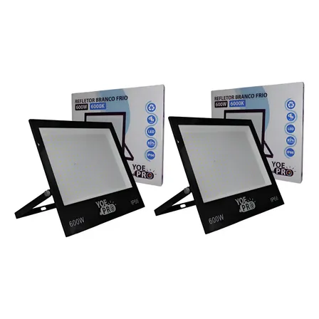 Kit 2 Refletor Led 600w Ip66 Holofote Luz Branco Frio Bivolt