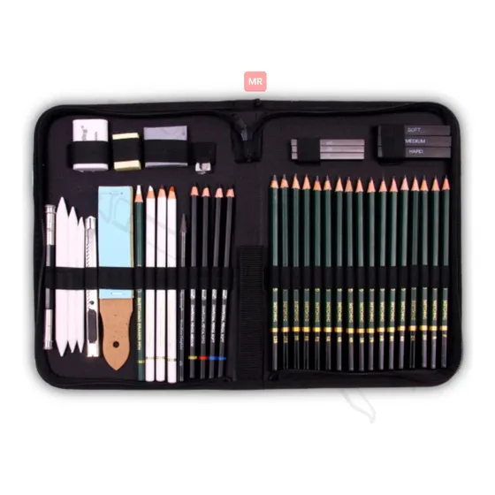 Set De Dibujo Para Arte Diseño Arquitectura Maletín Portátil Negro