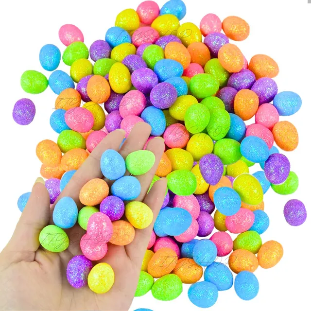 Kit 100 Mini Ovos De Páscoa Decorativos Com Glitter Ovinhos