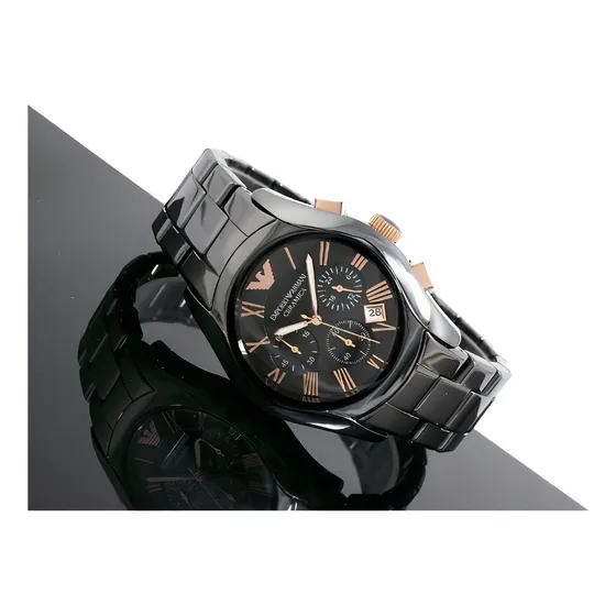 Reloj cronógrafo Armani Ar1410 Eua Original Ceramica, color de la correa: negro, color del bisel, color de fondo negro