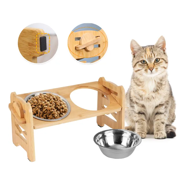 2 En 1 Comedero Bebedero Ajustable Para Mascotas Perro Gato