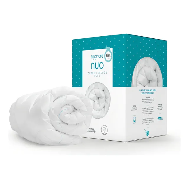 Sognare Cubre Colchón Nuo Plus Tamaño Individual 60% más relleno de Microfibras de Gel, Lavable Hipoalergénico