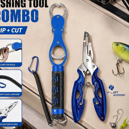 Alicate Pesca Balança 18kg Inclui Tesoura E Corda Segurança Azul