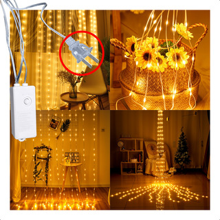 Cortina Led 300 Luces Ámbar Serie Decorar Navidad 3x3 Mts Cortina Led 300 Luces Ámbar Serie Decorar Navidad 3x3 Mts