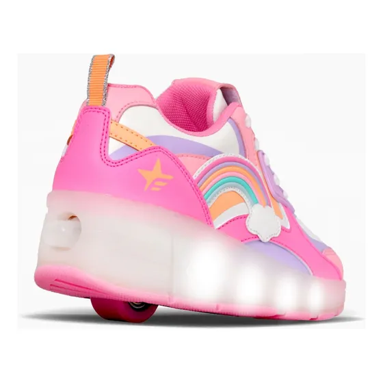 Zapatilla Rainbow Roller Rosa Con Luz Footy Kids Niñas