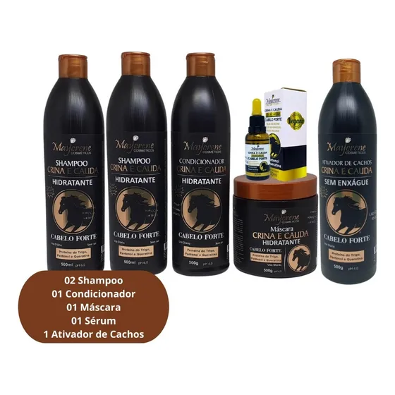 Kit Crina E Cauda C/ 2 Shampoo + Ativador + Serum Maycrene