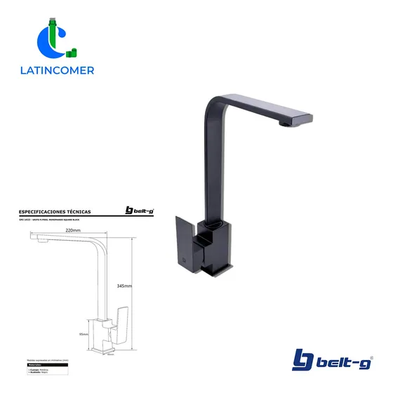 Grifo Fregadero Monomando Square Black - Gri-1623