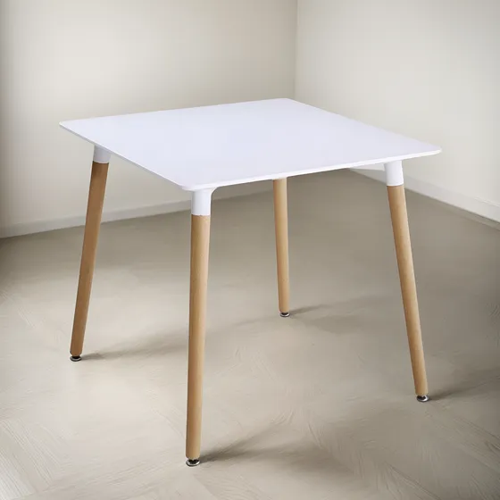 Mesa Eames Cuadrada Diseño Con Patas De Madera 80x80 Cm 