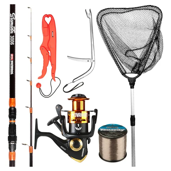 Combo Kit Pesca Pejerrey Caña Reel Hilo Boga Sacanzuelo Copo Negro
