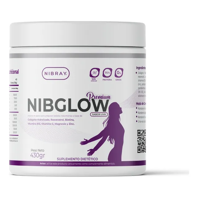 Colágeno En Polvo Con Resveratrol Nibglow Premium 430g