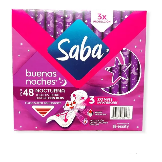 Toallas Femeninas Saba Buenas Noches 48pzs Pantiprotectores