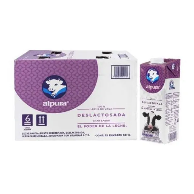 Leche Alpura Deslactosada 12 Piezas, 1 Litro
