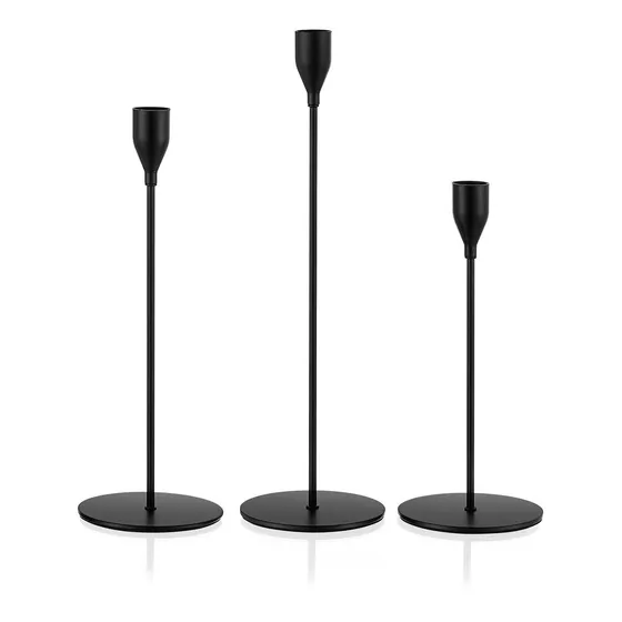 Portavela Color Negro Juego Centro Mesa Decorativo Moderno 3