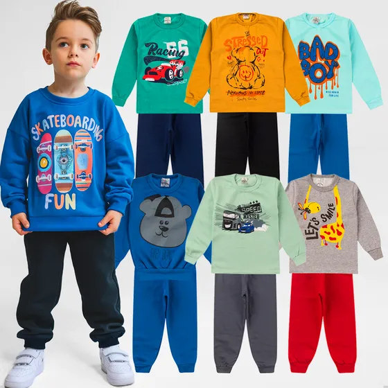 Kit Moletom Menino 10 Peças Infantil Inverno Conjunto Barato