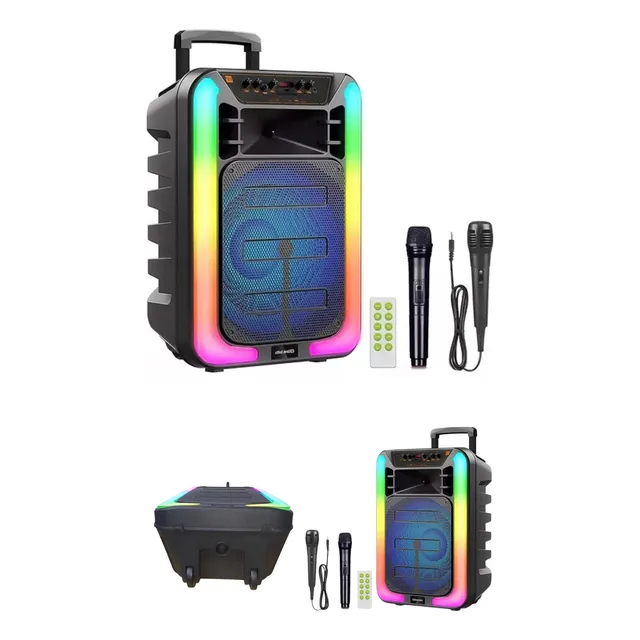 Parlante A Bateria Recargable Portatil 15 Pulgadas Karaoke Color Negro