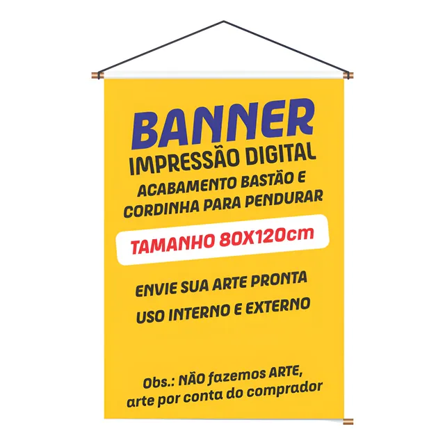 Banner Personalizado 120x80 Cm Completo Com Acabamento