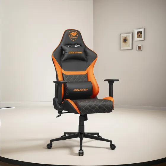 Silla Gamer Cougar Armor One V2 Negro/naranja Cuero 120kg