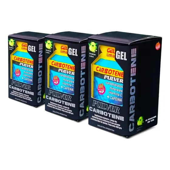 3 Carbotene Gel Pulver Cafeina 30 Geles 40 Gramos Energia Ya