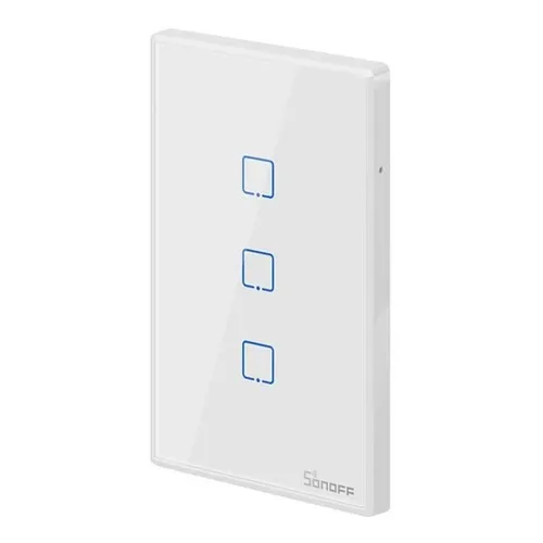 Interruptor De Pared Sonoff Touch De 3 Canales Color Blanco