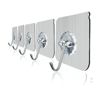 Kit C/ 5 Suportes Gancho Em Aço Inox P/ Pendurar Utensílio Kit C/ 5 Suportes Gancho Em Aço Inox P/ Pendurar Utensílio