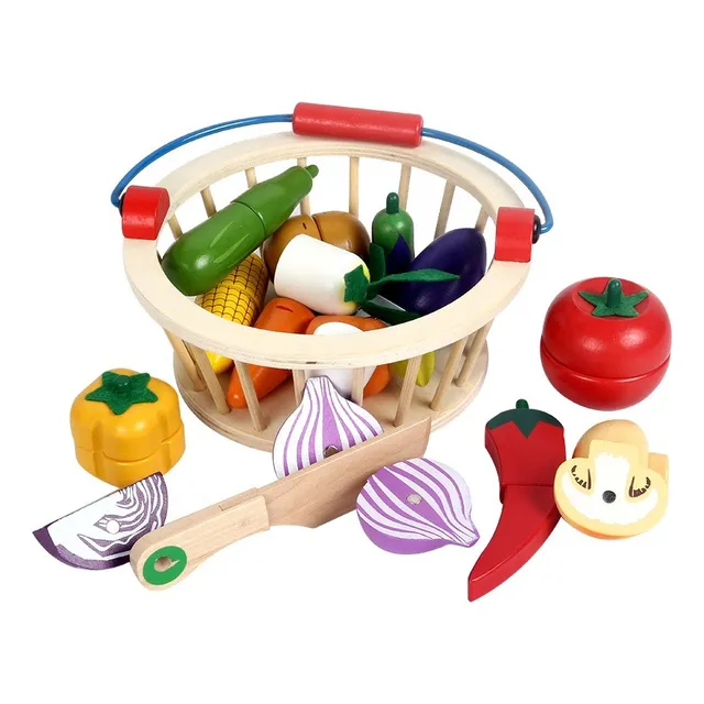 Set De Alimentos De Verduras Juguete Madera Niños Montessori