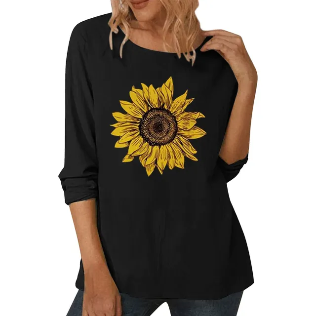 Camiseta Manga Larga Cuello Redondo Dobladillo Estampado S