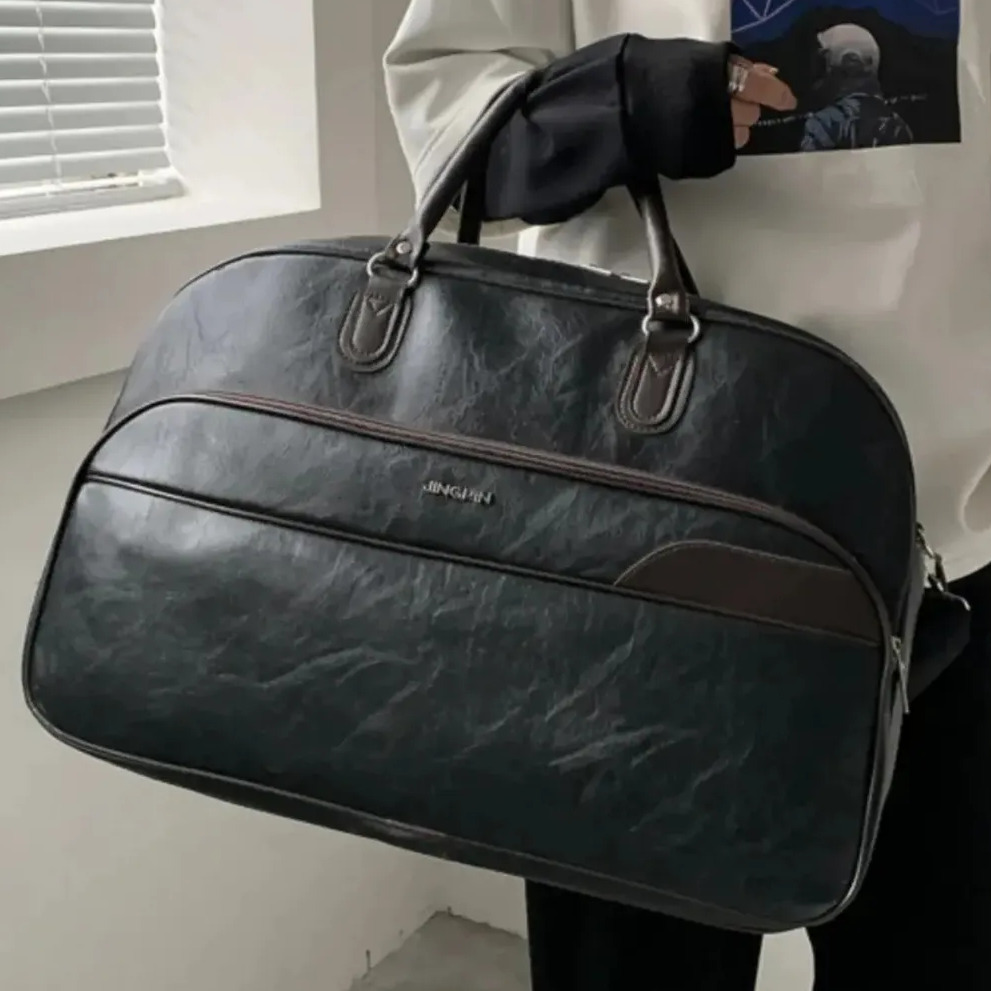 Bolsa Couro Grande De Viagem Mala Mão Resistente Preta Artestore