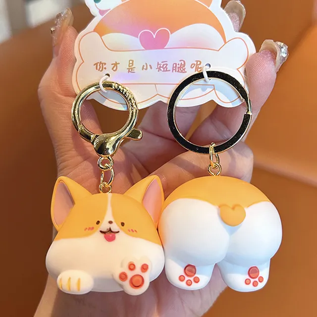 Llavero Con Forma De Pareja De Trasero De Corgi, Exquisito