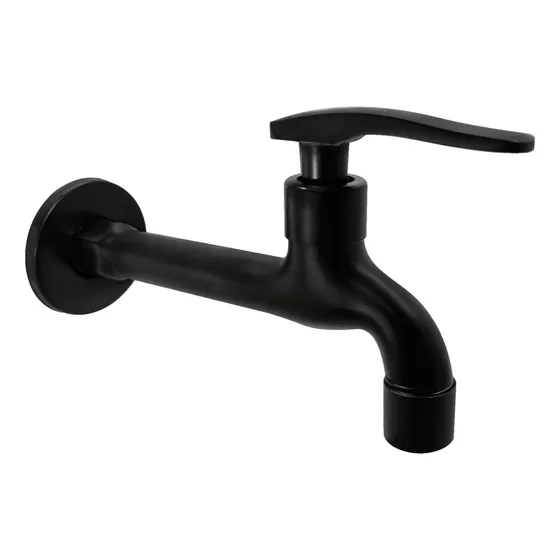 Llave Jardin Larga De Lujo 1/2 X 1/2 Negra Metal Inoxidable