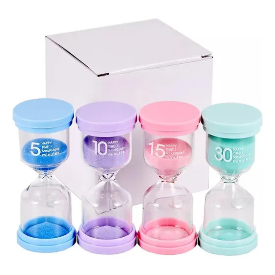Set 4 Relojes De Arena Tiempos 5 10 15 30 Minutos Vidrio