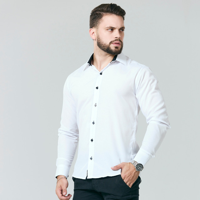 Camisa Social Manga Longa Masculina Lisa Slim Camiseta Camisa Social Manga Longa Masculina Lisa Slim Camiseta