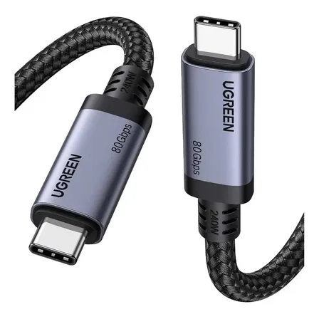Cable Type C Thunderbolt 4 240w 80gbps Premium Carga Rápida Gris