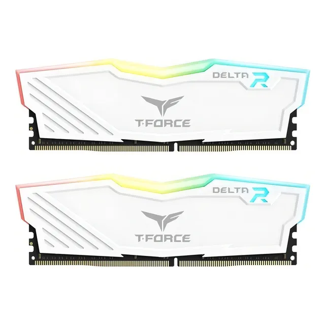 Memoria RAM T-Force Delta RGB gamer color blanco 16GB 2 Team Group TF4D416G3200HC16CDC01