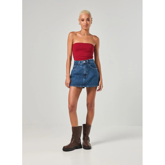 Short Saia Jeans Escuro