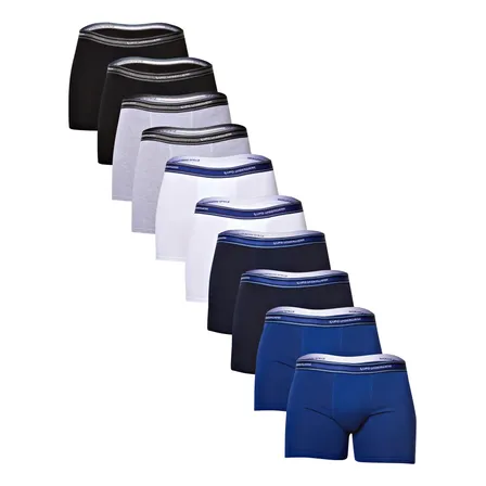 Kit 10 Cuecas Boxer Lupo Masculino Algodao Cinza/preto/branco/azul Marinho/azul Liso M