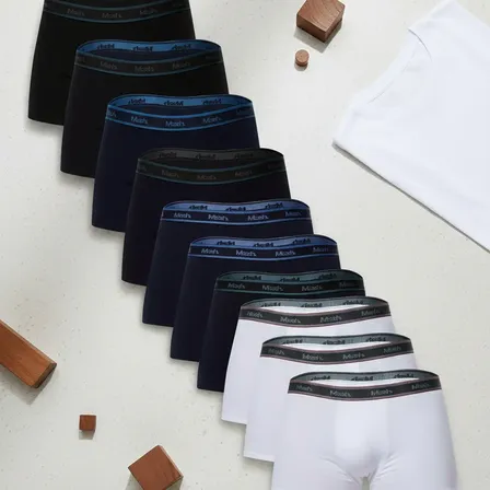 Kit Com 10 Cuecas Boxer Masculino Mash Preto/ Azul Marinho / Branco Liso Gg