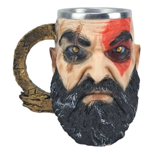 Caneca 3D Geek Do Kratos God Of War Ragnarok Pressente Coleção