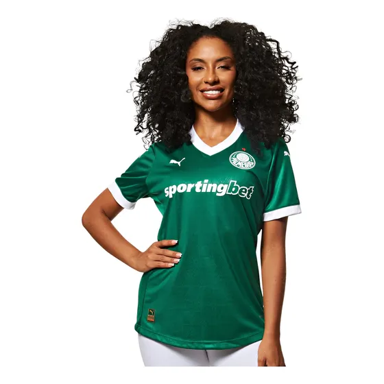 Camisa Feminina Palmeiras Jogadora Home 2025 Gola V Puma