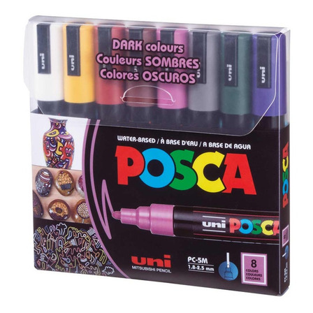 Pc-5m Set Marcadores Posca X8 Colores Oscuros Pc-5m Set Marcadores Posca X8 Colores Oscuros