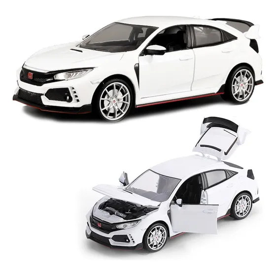 Honda Civic Type R Miniatura Metal Car Com Luzes E Som 1/24