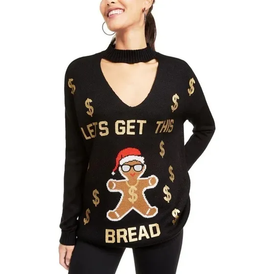 Sweater De Navidad Dolares Tela Tejida Talla M Y L 