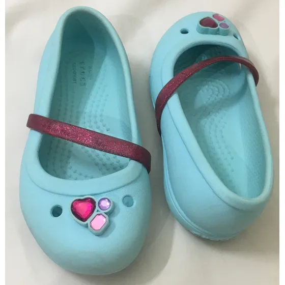 Crocs Para Niña Tipo Bailarina Azul Frozen Talla C8 Usado