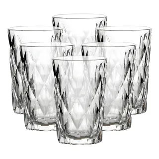 Jogo De Copos Diamante De Vidro 6 Peças 400ml Ăgua Suco Jogo De Copos Diamante De Vidro 6 Peças 400ml Ăgua Suco