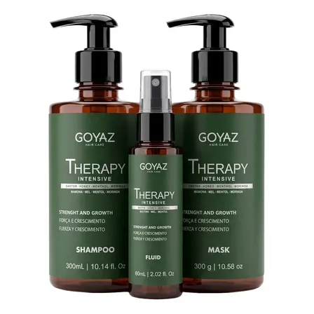 Kit Terapia Capilar Goyaz Hair Care Shampoo Máscara Tônico Antiqueda Fortalecedor
