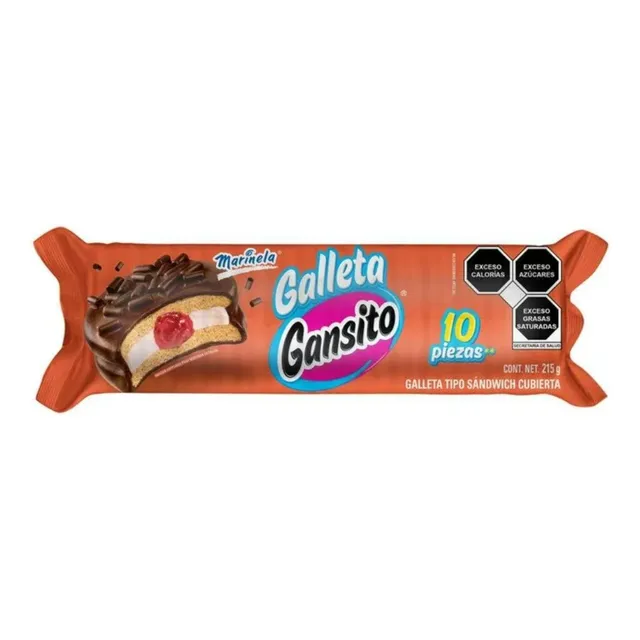 4 Pzas Galletas Marinela Gansito 1 Paquete Con 10 Pzas