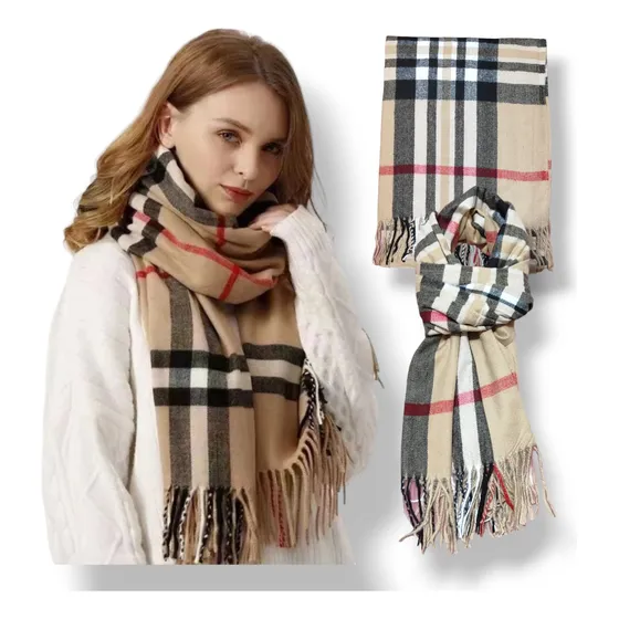 Cachecol Inverno Lenço Xadrez Echarpe Feminino Quadriculado