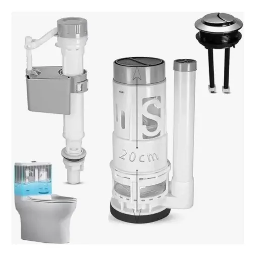 Herrajes Y Wc Sistema Dual Botón 20cm Valvula Descarga 1 Kit